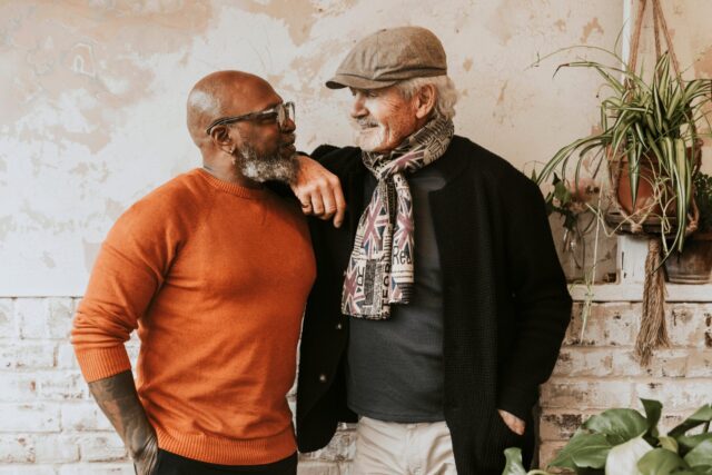 Two older people with each other